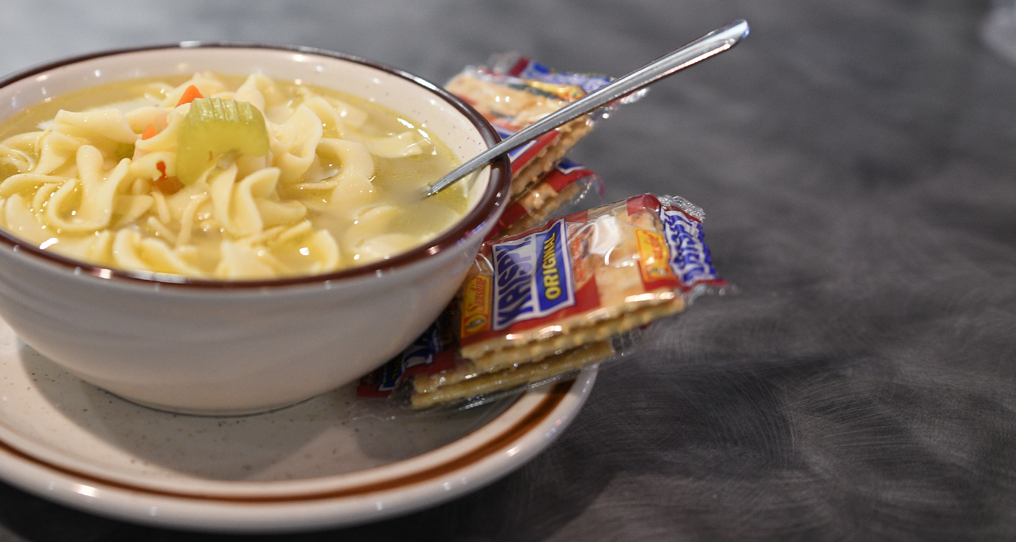 Corner Coffee Shoppe's Chicken Noodle Soup with Crackers